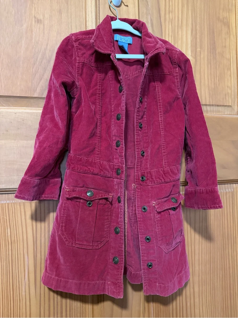 Y2K The Children's Place Girls' Magenta Corduroy Button-Up Coat